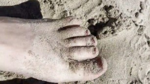 Rebecca Rubbing, Grinding, and Spreading her Toes in the Sand