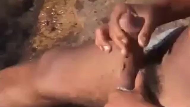 Tunisian twink wanks his BIG Arab dick near the beach